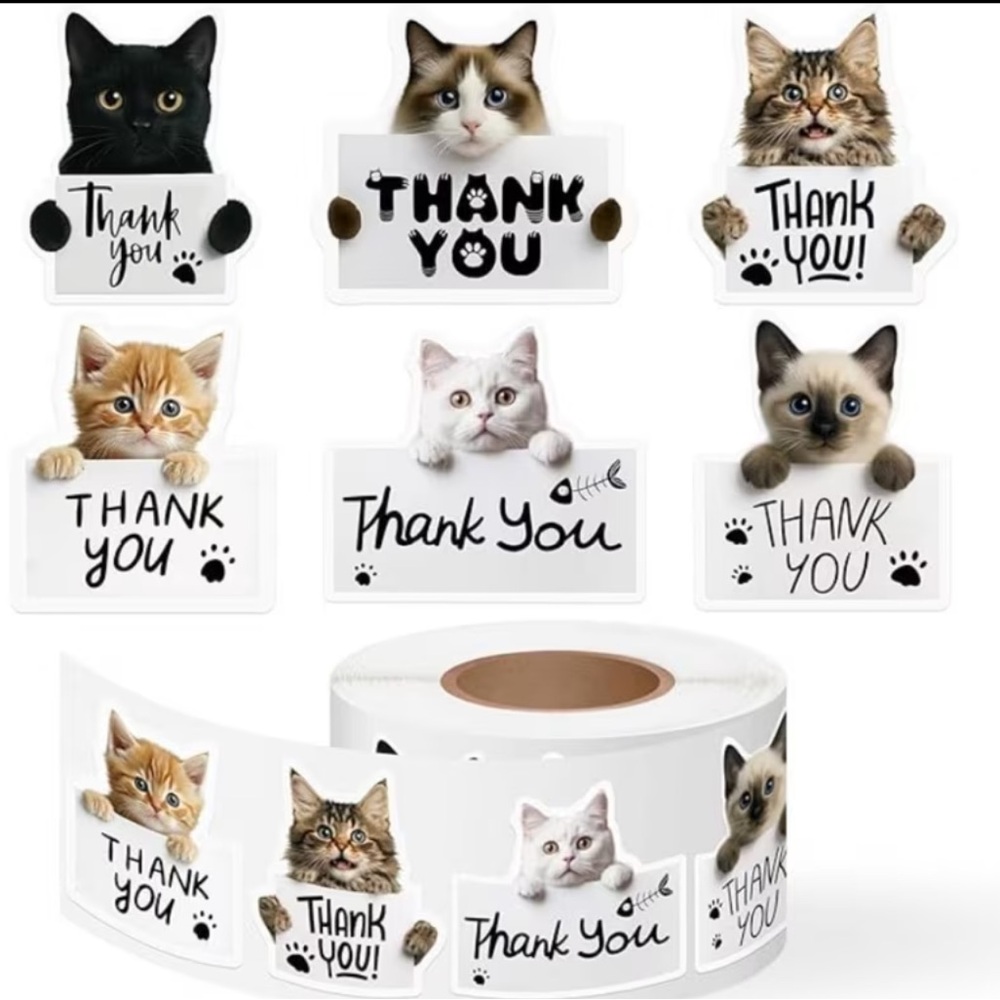 Cute Cat Thank You Stickers (Assorted Cat Faces), 500 stickers - Picture 8 of 8